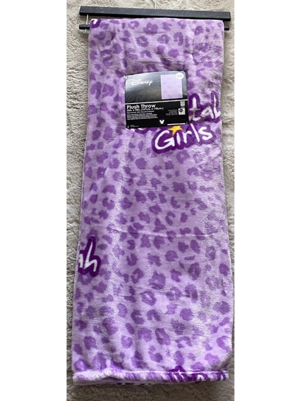Disney The Cheetah‎ Girls Movie Plush Throw Blanket Purple Leopard 50” X 70” NEW
